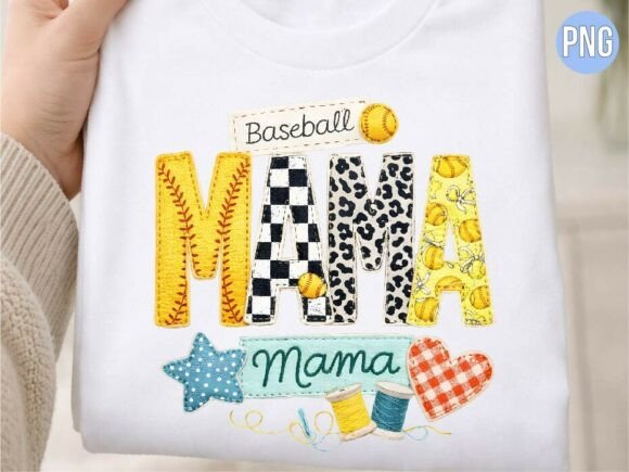 Baseball Mama Stitch Faux Embroidery PNG Review