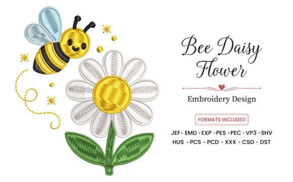 Bee Daisy Flower Embroidery Design Review