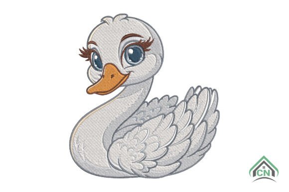 Cute Swan Embroidery Design