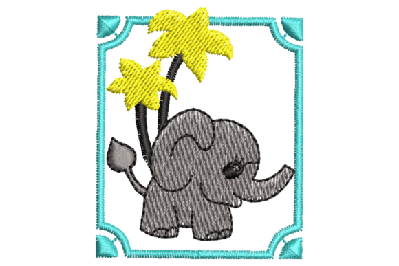 Elephant with Palm Trees Embroidery