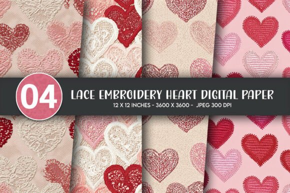 Lace Embroidery Heart Digital Paper Review