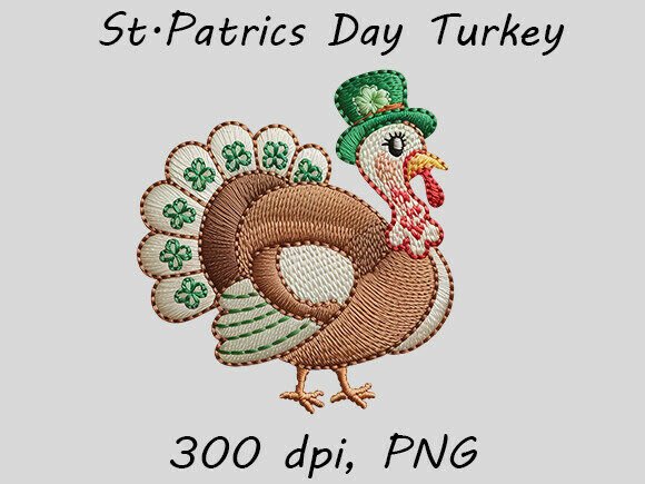 St. Patrick’s Day Turkey Embroidery PNG