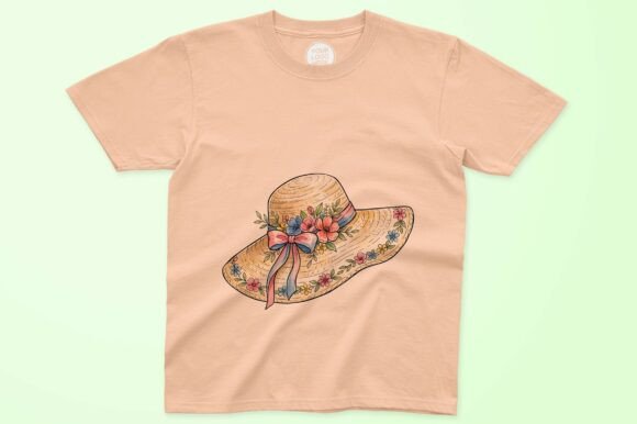 Sun Hat Floral Embroidery Ribbon Bow